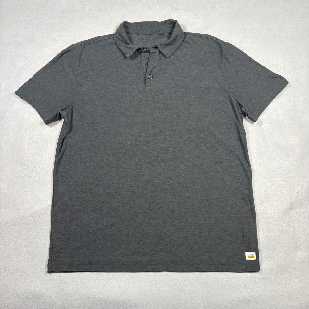 Vuori Mens Short Sleeve Polo Shirt Charcoal Gray Heather Performance Knit L
